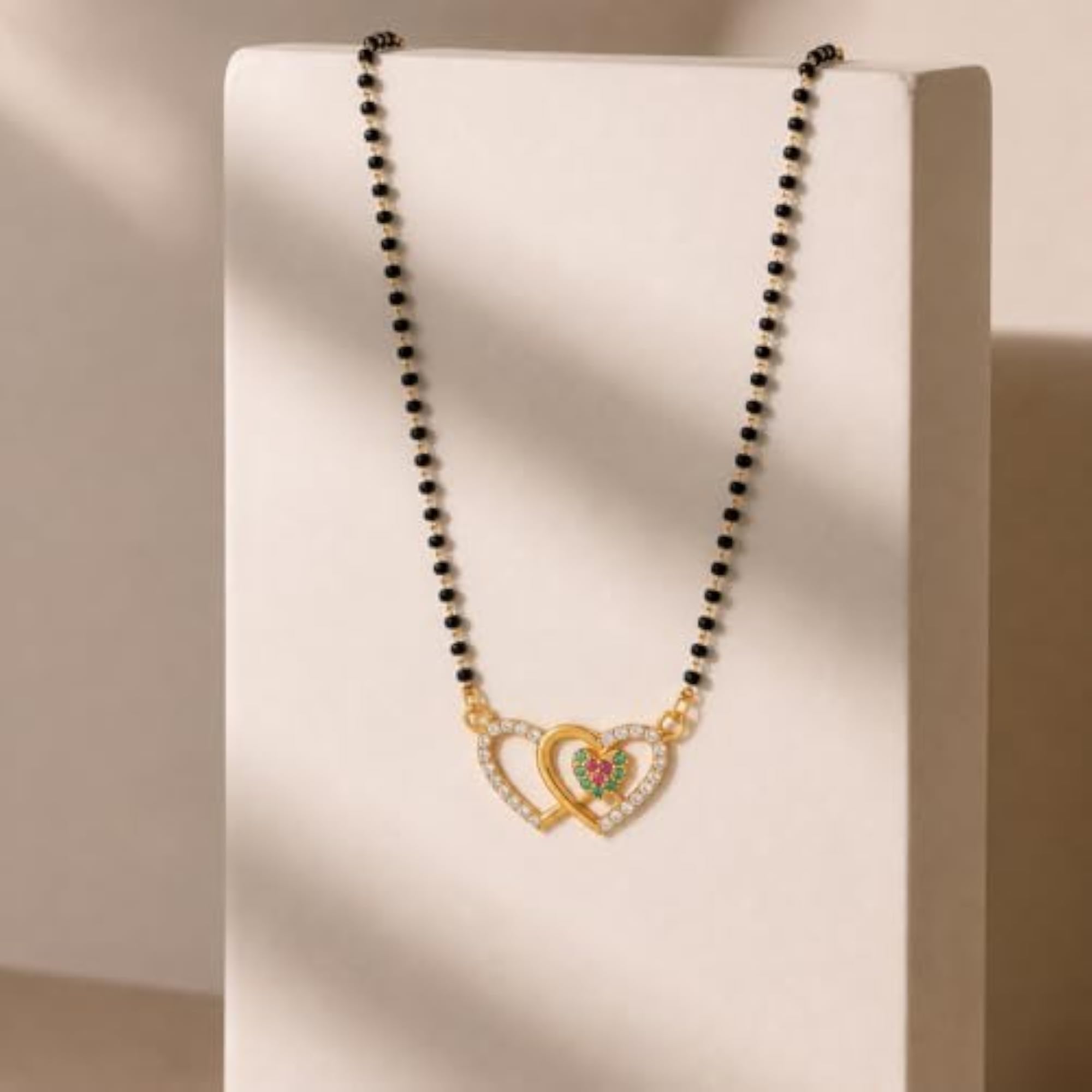 Valentine Heart Micron 18K Plated Beads Mangalsutra